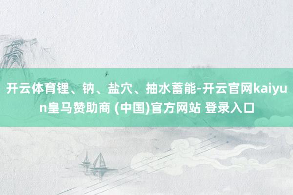 开云体育锂、钠、盐穴、抽水蓄能-开云官网kaiyun皇马赞助商 (中国)官方网站 登录入口